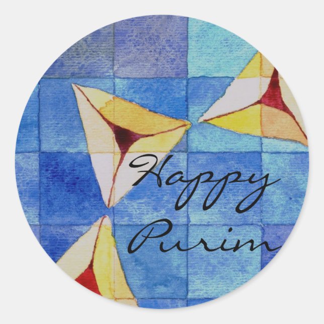 Happy Purim Runder Aufkleber (Vorderseite)