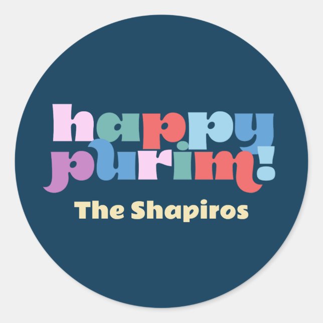 Happy Purim sameach étiquettes pour manot de pêche (Devant)