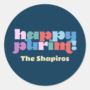 Happy Purim sameach labels für mishloach manot Runder Aufkleber