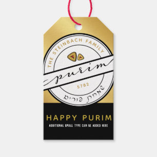 HAPPY PURIM Script Personalisiert Gold Geschenkmar Geschenkanhänger