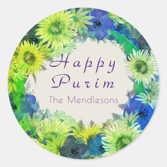 Happy Purim sticker tournesol (Devant)