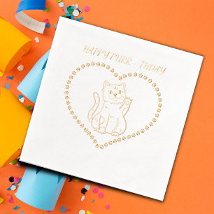 Happy Purr-thday Cat Geburtstagsparty Servietten Mit Folie