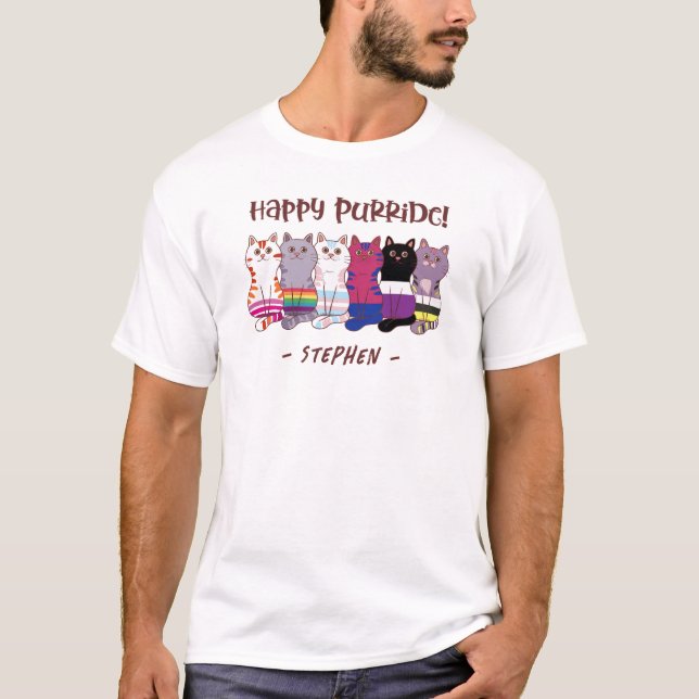 Happy Purride - LGBTQ Pride Cats T-Shirt (Vorderseite)