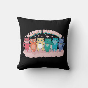 Happy Purride Rainbow LGBTQ Katzen Kissen