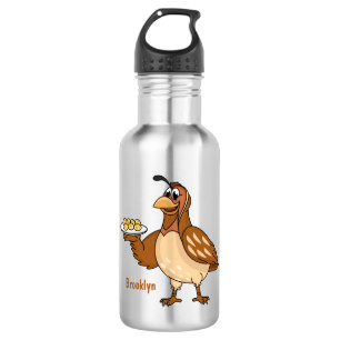Happy quail mit Eiern Cartoon Edelstahlflasche