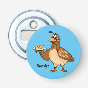 Happy quail mit Eiern Cartoon Flaschenöffner