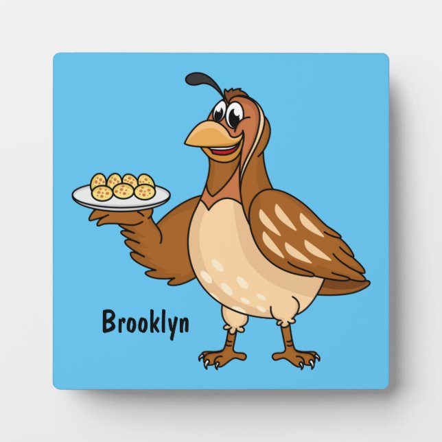 Happy quail mit Eiern Cartoon Fotoplatte (Vorderseite)