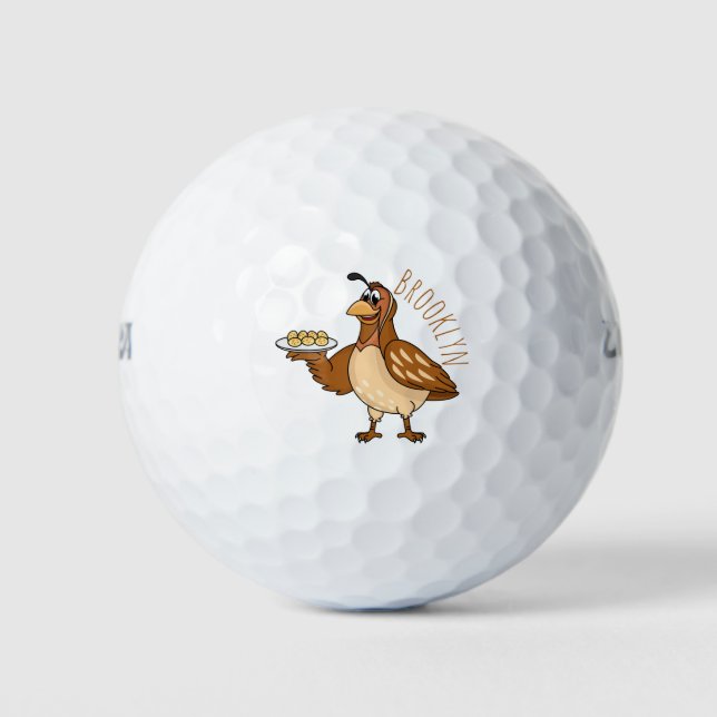 Happy quail mit Eiern Cartoon Golfball (Vorderseite)