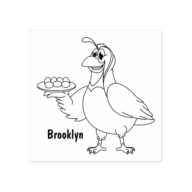 Happy quail mit Eiern Cartoon Gummistempel (Prägung)