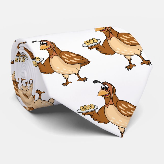 Happy quail mit Eiern Cartoon Krawatte (Gerollt)