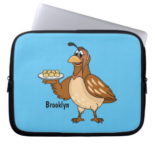 Happy quail mit Eiern Cartoon Laptopschutzhülle