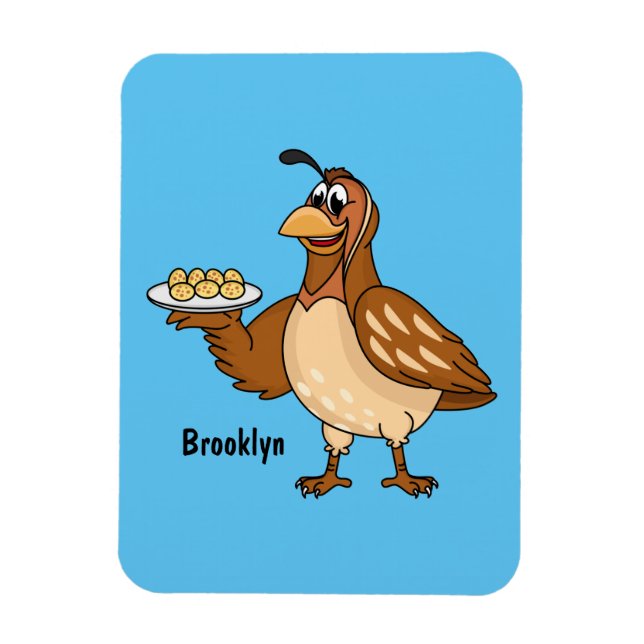 Happy quail mit Eiern Cartoon Magnet (Vertikal)