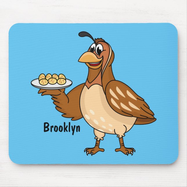 Happy quail mit Eiern Cartoon Mousepad (Vorne)