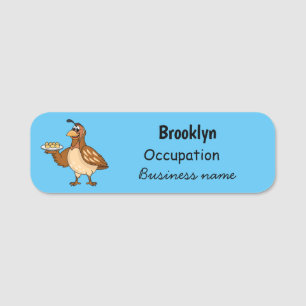 Happy quail mit Eiern Cartoon Namensschild