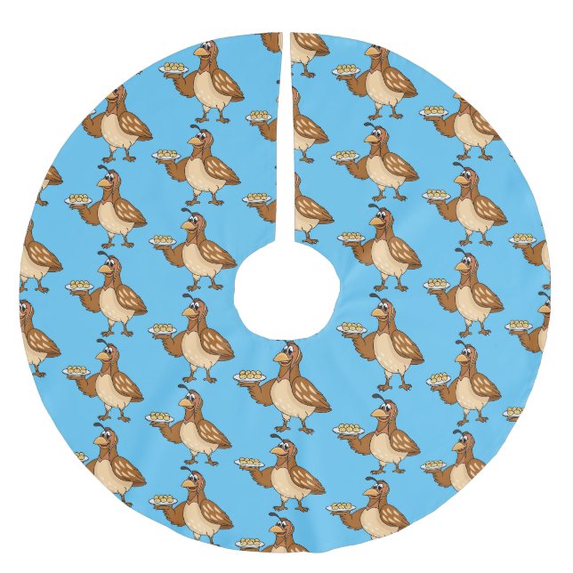 Happy quail mit Eiern Cartoon Polyester Weihnachtsbaumdecke (Vorderseite)