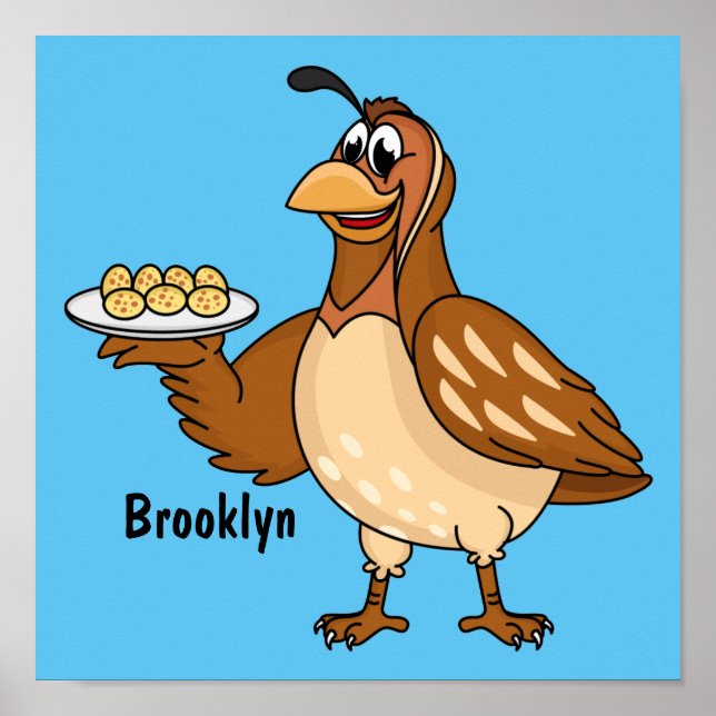 Happy quail mit Eiern Cartoon Poster (Vorne)