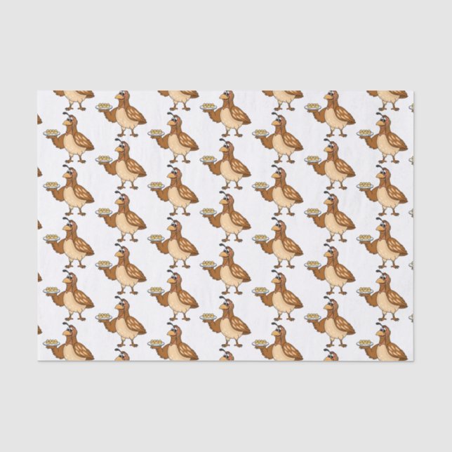 Happy quail mit Eiern Cartoon Seidenpapier (Vorderseite)