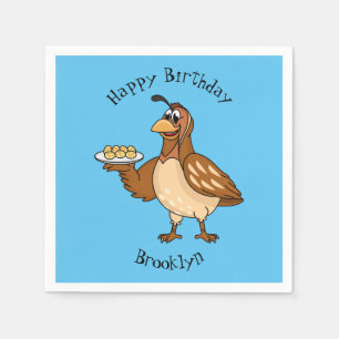 Happy quail mit Eiern Cartoon Serviette