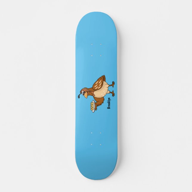 Happy quail mit Eiern Cartoon Skateboard (Vorne)
