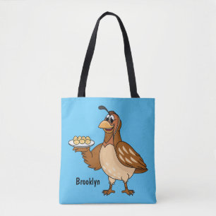 Happy quail mit Eiern Cartoon Tasche