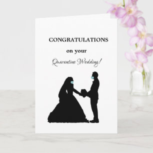 happy quarantine wedding married couple with mask karte