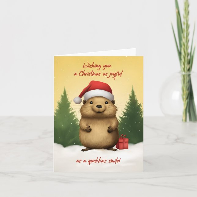 Happy Quokka Weihnachten Karte (Vorderseite)