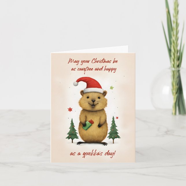 Happy Quokka Weihnachten - Karte (Vorderseite)