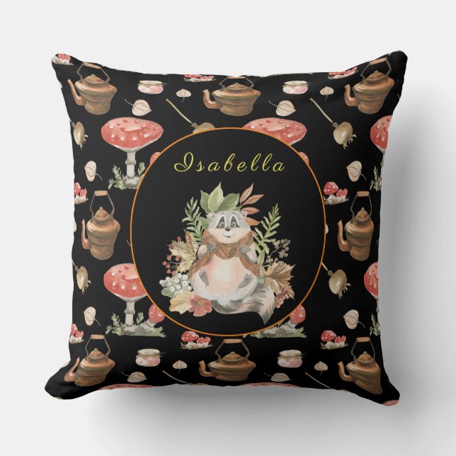 Happy Raccoon Anpassen von Text, Farbe 20"X20" Kissen (Vorderseite)