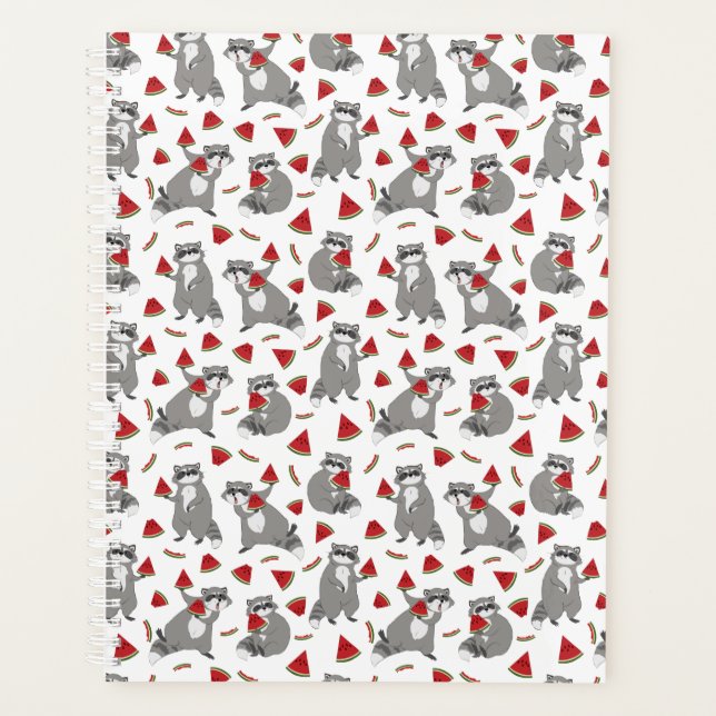 Happy raccoon mit Wassermelone Planer (Vorderseite)