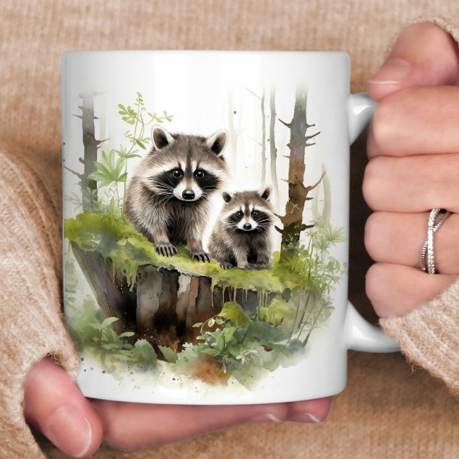 Happy Raccoons Woodland Scene Kaffeetasse (Von Creator hochgeladen)