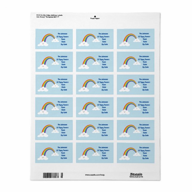 Happy Rainbow Address Label, farbenfrohe Post Adressaufkleber (Vorne)