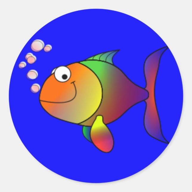 Happy Rainbow Fish Runder Aufkleber (Vorderseite)