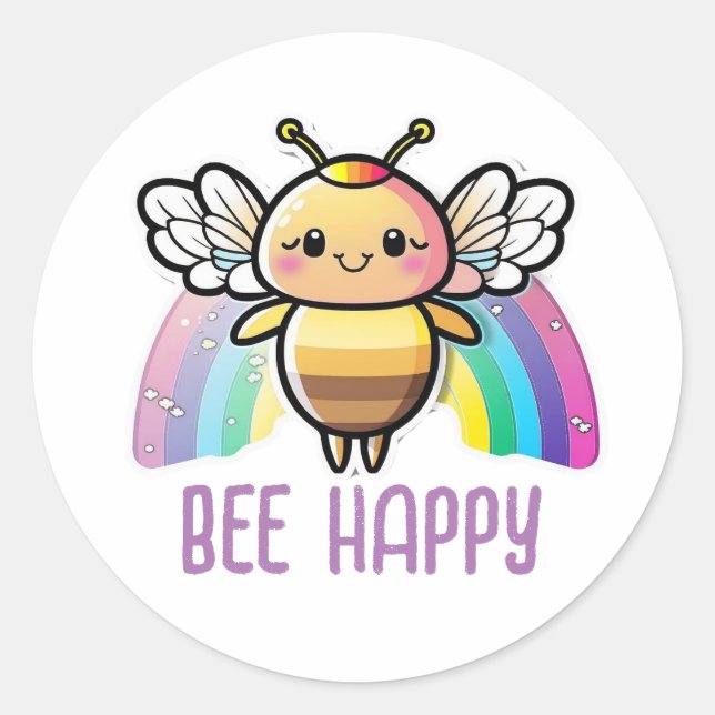 Happy rainbow miel autocollant abeille (Devant)