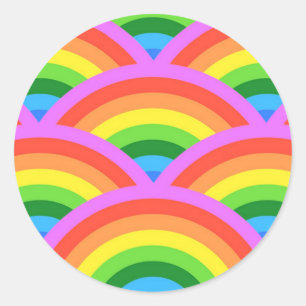 Happy Rainbow Runder Aufkleber