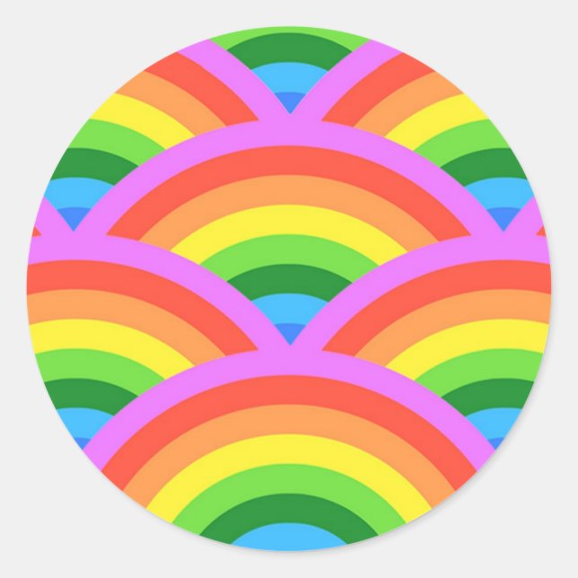 Happy Rainbow Runder Aufkleber (Vorderseite)