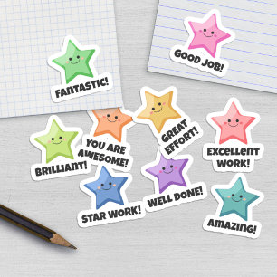 Happy Rainbow Stars Guter Job Student Aufkleber