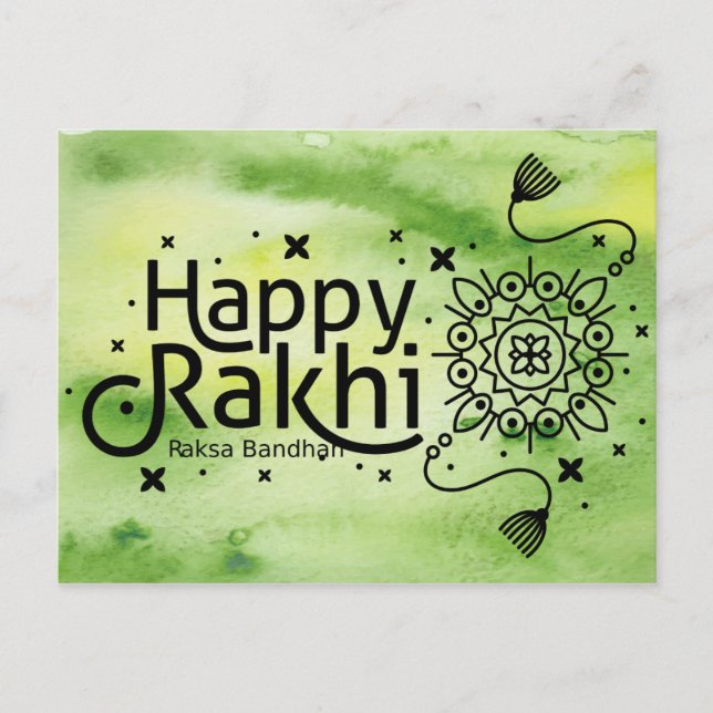 Happy Rakhi, Raksha Bandhan, grün Postkarte (Vorderseite)