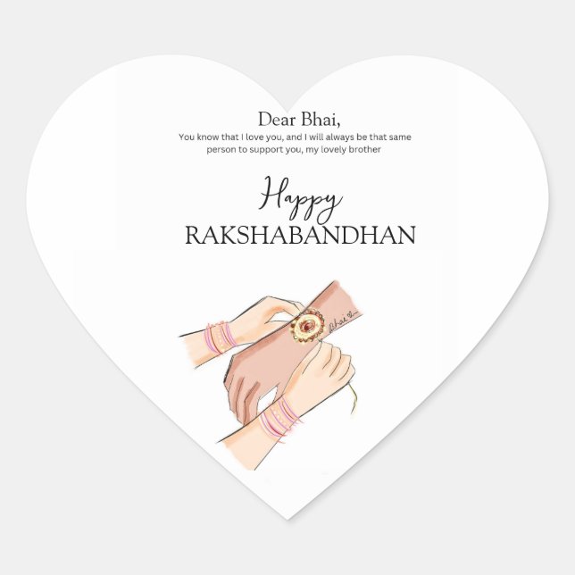 happy rakhi, rakshabandhan, indian festival, Herz-Aufkleber (Vorderseite)