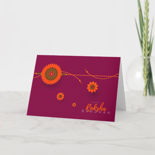 Happy Raksha Bandhan, orange, magenta Karte (Vorderseite)