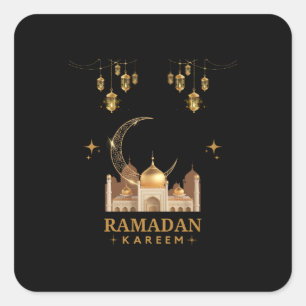 Happy Ramadan Kareem - Eid Mubarak Grüße Quadratischer Aufkleber