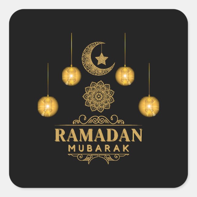 Happy Ramadan Kareem und Eid Mubarak 2023 Quadratischer Aufkleber (Vorderseite)