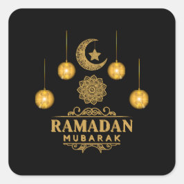Happy Ramadan Kareem und Eid Mubarak 2023 Quadratischer Aufkleber