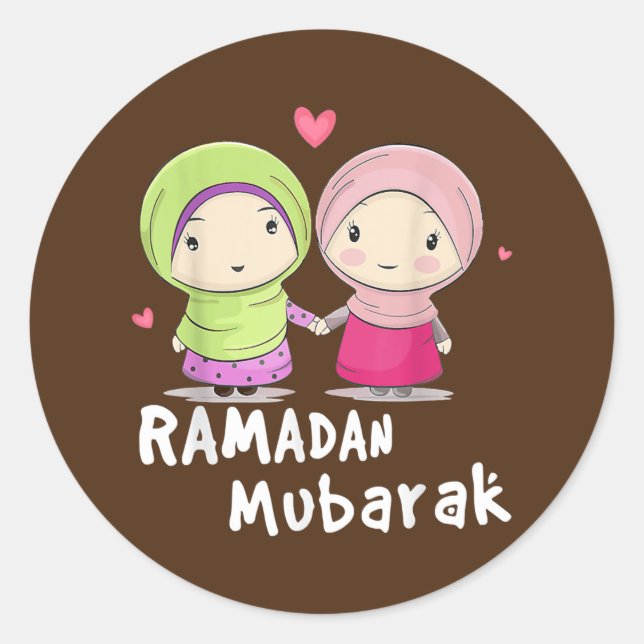 Happy Ramadan Mubarak Kalligraphie im Heiligen Mon Runder Aufkleber (Vorderseite)
