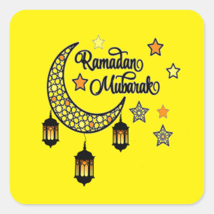 Happy Ramadan Mubarak Kareem Crescent Laterne Quadratischer Aufkleber