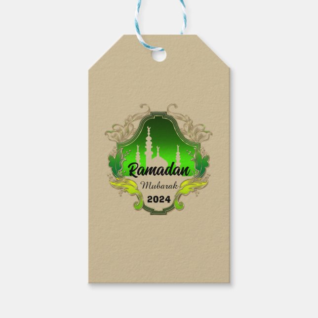 Happy Ramadan Mubarak Kareem personalisiert 2024 Geschenkanhänger (Vorderseite)