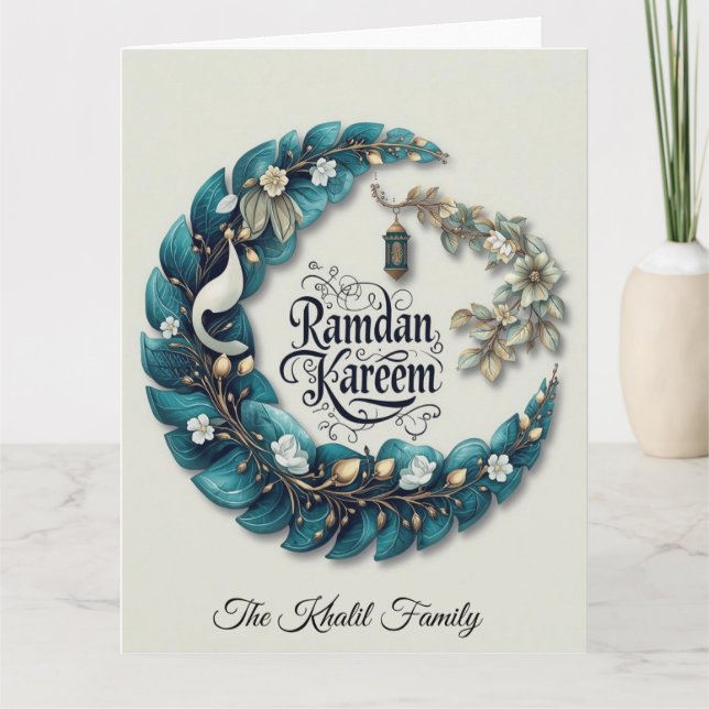 Happy Ramadan Mubarak | Ramadan Kareem Blue Muslim Karte (Vorderseite)