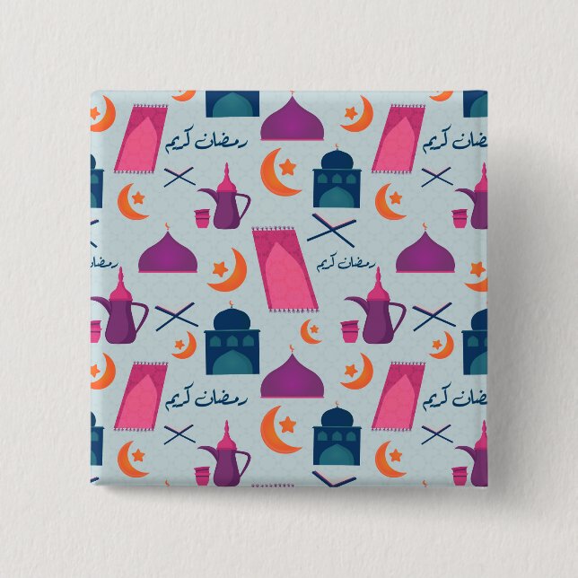 Happy Ramadan Pattern Button (Vorderseite)