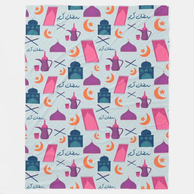 Happy Ramadan Pattern Fleecedecke (Vorderseite)
