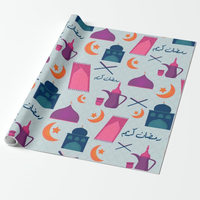 Happy Ramadan Pattern Geschenkpapier (Ungerollt)