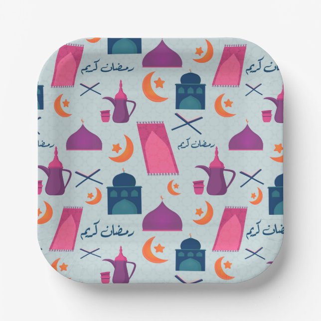 Happy Ramadan Pattern Pappteller (Vorderseite)